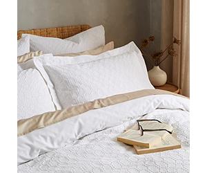 Bianca Fine Linens Waffle Cotton Circle Oxford 50x75cm + border Pack of 2 Pillow cases with envelope closure White