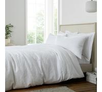 Bianca Fleur Matelassé Jacquard 200 Thread Count Cotton King Duvet Cover Set with Pillowcases White