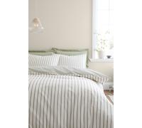Bianca 'Hampton Stripe' 200 Thread Count Cotton Reversible Duvet Cover Set in Green | Size: King Bianca Green King