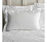 Bianca Lottie Floral Embroidery 180 Thread Count Cotton Oxford Pillowcase - White