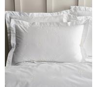Bianca Lottie Floral Embroidery 180 Thread Count Cotton Oxford Pillowcase White