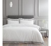 Bianca Mayfair 200 Thread Count Cotton Duvet Cover Set With Pillowcase White / Silver Grey