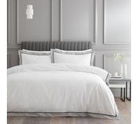 Bianca Mayfair 200 Thread Count Cotton Single Duvet Cover Set with Pillowcase White/Silver Grey