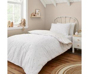 Bianca Mini Star & Stripes Reversible Cotton Single Duvet Cover Set with Pillowcase Natural