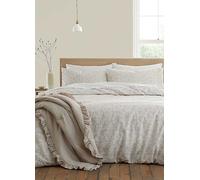 Bianca Shadow Leaves 200 Thread Count Cotton Super King Duvet Cover Set with Pillowcases Natural
