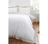 Bianca Oxford Lace Trim 100% Cotton 200 Thread Count Duvet Cover Set Green