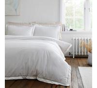 Bianca Oxford Lace Trim Duvet Cover Set White