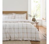 Bianca Oxton Check 200 Thread Count Cotton Reversible Single Duvet Cover Set with Pillowcase Natural
