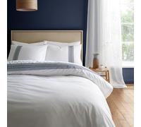 Bianca Remy Embroidery 200 Thread Count Cotton Super King Duvet Cover Set with Pillowcases White Blue