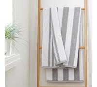 Bianca Reversible Stripe 50x85cm Cotton Jacquard Hand Towel Grey
