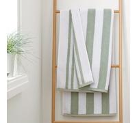 Bianca Reversible Stripe 50x85cm Cotton Jacquard Hand Towel Sage Green