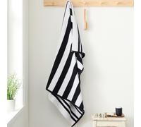Bianca Reversible Stripe Cotton Jacquard Towel Black - Bath Towel - Black