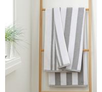 Bianca Reversible Stripe Cotton Jacquard Towel - Grey/White - Hand Towel