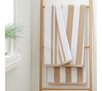 Bianca Reversible Stripe Cotton Jacquard Towel - Natural/White - Hand Towel