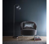 K LIVING Bianca Satin Nickel Floor Lamp with Ribbed Glass Shade | Contemporary Design | Ideal for Living Rooms, Bedrooms, and Home Offices | E14 Candle Bulb Compatible | in-Line Switch