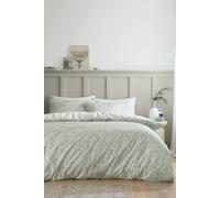 Bianca 'Scallop Floral' 200 Thread Count Cotton Percale Reversible Duvet Cover Set in Green | Size: Double Bianca Green Double