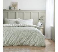 Bianca Scallop Floral 200 Thread Count Cotton Percale Reversible Super King Duvet Cover Set with Pillowcases Green