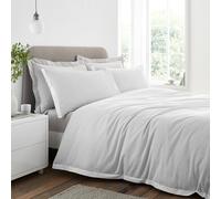 Bianca Seersucker Woven Stripe 180 Thread Count Cotton Double Duvet Cover Set with Pillowcases Grey