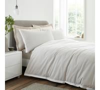 Bianca Seersucker Woven Stripe 180 Thread Count Cotton Duvet Cover Set Natural - Super King - Natural