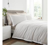 Bianca Seersucker Woven Stripe 180 Thread Count Cotton Super King Duvet Cover Set with Pillowcases Natural
