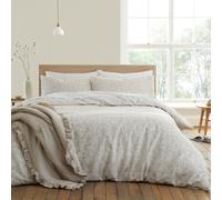 Bianca Shadow Leaves 200 Thread Count Cotton Super King Duvet Cover Set with Pillowcases Natural