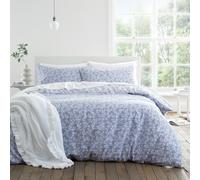 Bianca Shadow Leaves 200 Thread Count Cotton King Duvet Cover Set with Pillowcases French Blue