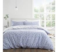 Bianca Shadow Leaves 200 Thread Count Cotton Double Duvet Cover Set with Pillowcases French Blue