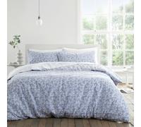 Bianca Shadow Leaves 200 Thread Count Cotton Reversible Duvet Cover Set - Single - French Blue