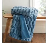 Bianca So Soft Carved Faux Fur 150x200 cm Blanket Throw Blue