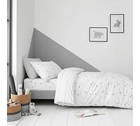 Bianca Stars Cotton Reversible Junior Duvet Cover Set with Pillowcases White Grey