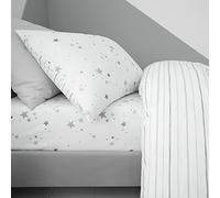 'Stars' Cotton Fitted Sheet Bianca White Double Fitted