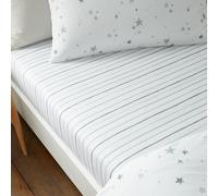 'Stars' Cotton Fitted Sheet Bianca White Double Fitted