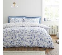 Bianca Thea Floral 200 Thread Count Cotton Reversible Duvet Cover Set Blue - Double - Blue