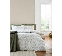 Bianca Thea Floral 200 Thread Count Cotton Reversible Single Duvet Cover Set with Pillowcase Green
