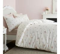 Bianca Vintage Rosebud Lace 200 Thread Count Cotton Reversible Duvet Cover Set Cream - Super King - Cream