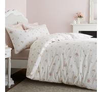 Bianca Vintage Rosebud Lace 200 Thread Count Cotton Reversible Single Duvet Cover Set With Pillowcase Cream