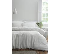 Bianca Waffle Cotton Stripe Duvet Cover Set White - Double - White