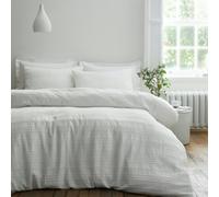 Bianca Waffle Cotton Stripe Duvet Cover Set White - King - White