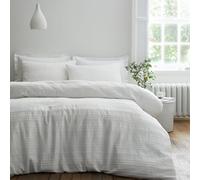 Bianca Waffle Cotton Stripe Single Duvet Cover Set with Pillowcase White
