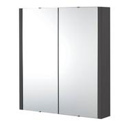 Bianca Wall Hung 2 Door Mirror Cabinet with Soft Close Doors, 600mm, Gloss Grey - Premium Storage by Balterley