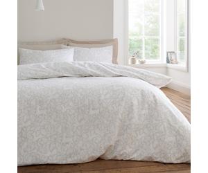 Bianca Woodland Floral Reversible 100% Cotton 200TC Duvet Cover Bed Set Natural