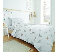 Bianca Zoo Animals Cotton Single Duvet Cover Set with Pillowcase White