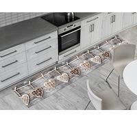 BIANCHERIAWEB Non slip kitchen rug Grey, Kitchen runner measuring 50x90 cm, Made in Italy kitchen lane with digital printing in Hearts, Carpets can be cut with anti-slip fabric