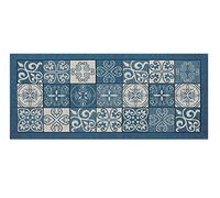BIANCHERIAWEB Non-Slip Washable Kitchen Rug, Kitchen Runner Size 55x140 cm, Kitchen Rug Made in Italy with Majolica Design Jeans, Washable and Iron-on Runner Rug