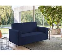 Biancheriaweb Sofa Cover Solid Colour Elastic Stain Resistant Contour Cut Model Blue Armchair Blue