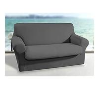 BIANCHERIAWEB Sofa Cover Solid Colour Stretch Stain Resistant Shaped Model Dark Grey Seat Dark Grey
