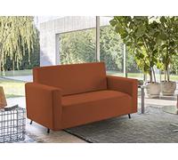 BIANCHERIAWEB Solid Colour Stretch Anti-Stain Shaped Sofa Cover Orange 3 Seater Orange