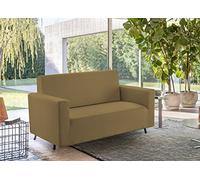 BIANCHERIAWEB Solid Colour Stretch Anti-Stain Shaped Sofa Cover Taupe 2 Seater Taupe