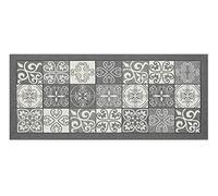 BIANCHERIAWEB Washable Non-Slip Kitchen Mat, Kitchen Runner 55 x 115 cm, Made in Italy Kitchen Rug with Grey Majolica Design, Washable and Iron Runner