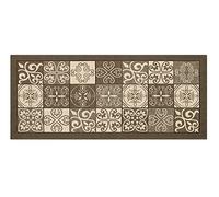 BIANCHERIAWEB Washable Non-Slip Kitchen Mat, Kitchen Runner 55 x 115 cm, Made in Italy Kitchen Rug with Majolica Design Mud Colour, Washable and Iron Runner